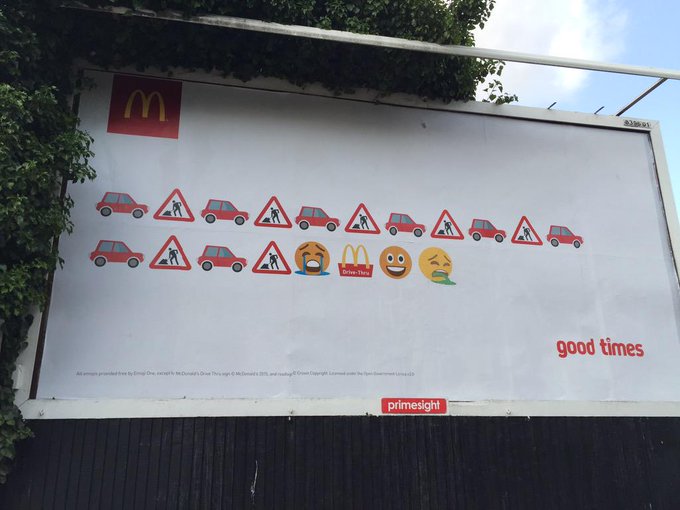 McDonald's emjoi centric ad in London, England that had been vandalized.