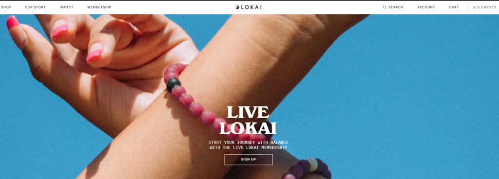 Lokai products on the website homepage.