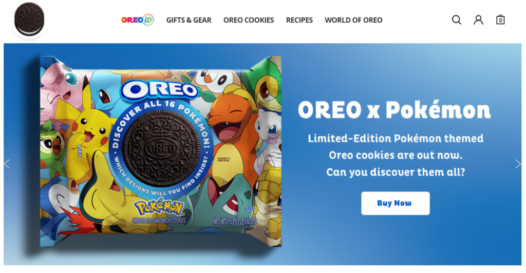 Oreo products on the website homepage.