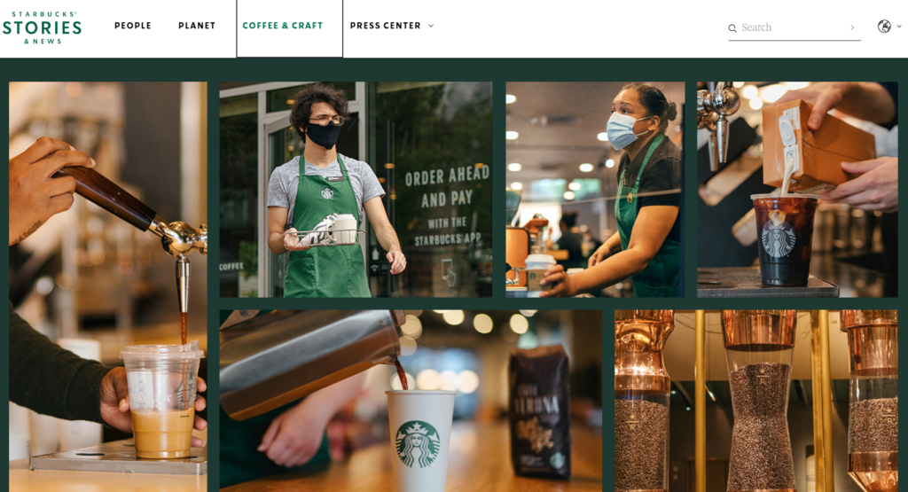 Exmaple of Starbucks online product display.