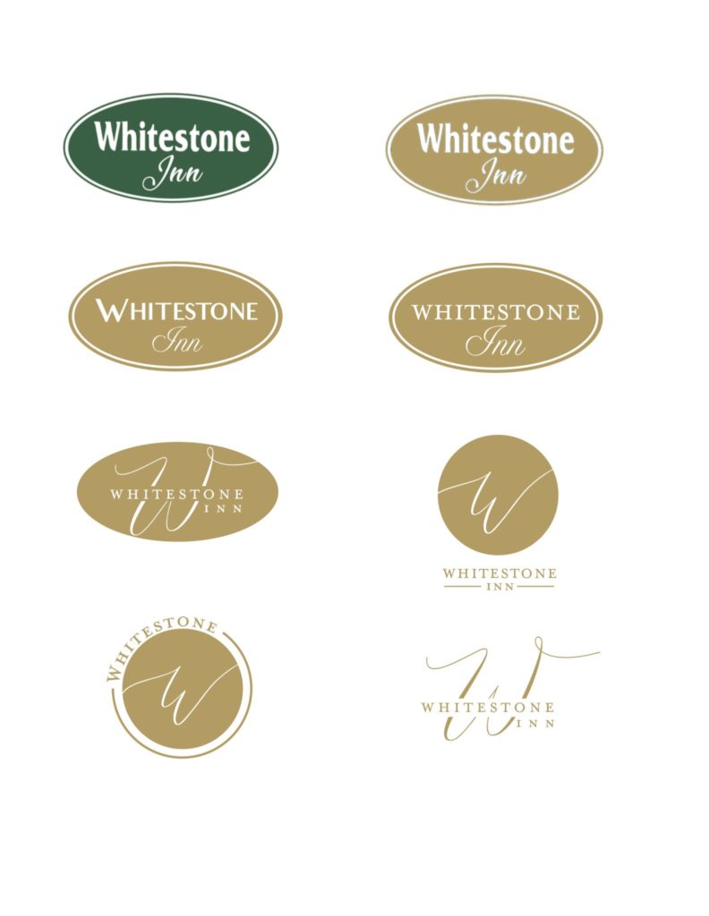 Logo options created for Whitestone Inn rebranding