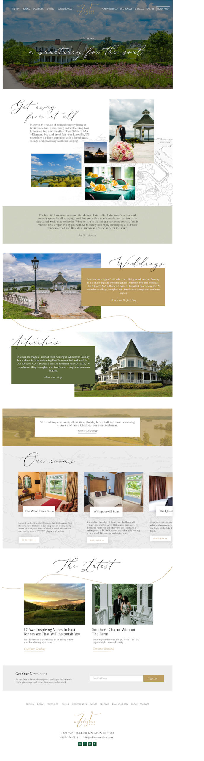 Mockup for the new Whitestone Inn website
